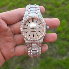 Fully Iced Two Tone Rose Gold Automatic Watch