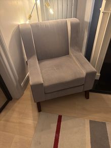 Paul Costello grey velvet fabric chair, very comfortable