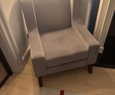 Paul Costello grey velvet fabric chair, very comfortable
