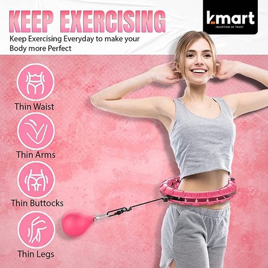 Smart Hula Ring Hoops, Weighted Hula Circle 24 Detachable Fitness Ring with 360 Degree Auto-Spinning Ball Gymnastics, Massage, Adult Fitness for Weight Loss (FREE POSTAGE)