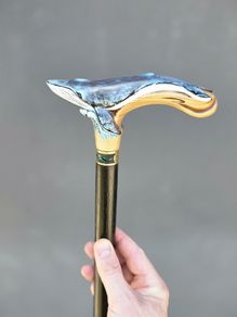 Unique Handmade Walking Stick, Blue Whale Handle, Never Used