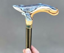 Unique Handmade Walking Stick, Blue Whale Handle, Never Used