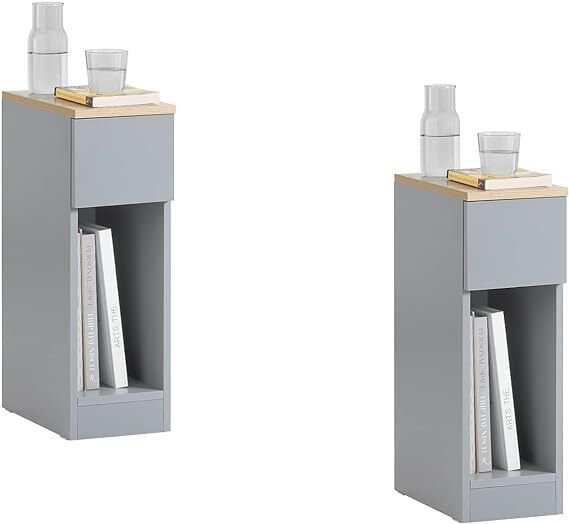 Set of 2 side tables bedside tables narrow storage tables