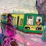 Framed Original Painting Seapoint Dublin Dart and Henry Moore Sculptures Original Gift Image 3