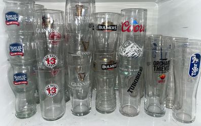 Samuel Adams Boston Lager Beer Pint Glass bulmers Tiger beer Official Pint Glass guinness hop house 13 Heineken Carlsberg coors smithwicks orchard thieves Rockshore cider Galway hooker tuborg corona