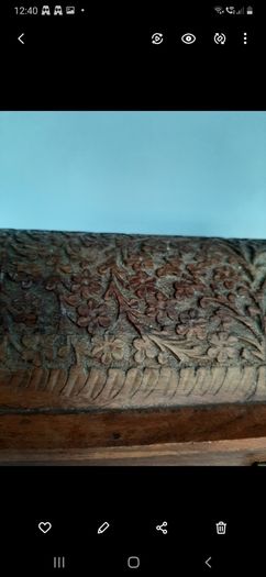 hand carved vintage wooden jewellery box/storage box