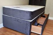 New Stylish Single Divan Beds. Tufted Sprung Memory Foam Mattresses Available. Optional Drawers Available