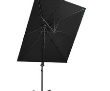 Cantilever Umbrella with Double Top Black 250x250 cm