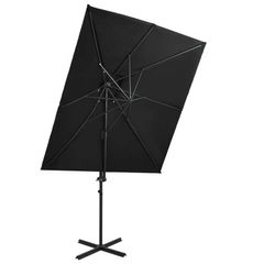 Cantilever Umbrella with Double Top Black 250x250 cm