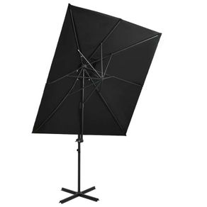Cantilever Umbrella with Double Top Black 250x250 cm