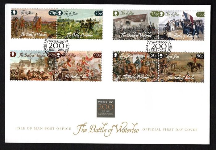 2015 Isle of Man Bicentenary of the Battle of Waterloo Commemorative Stamps First Day Cover (FDC)