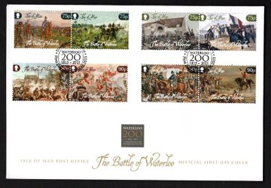 2015 Isle of Man Bicentenary of the Battle of Waterloo Commemorative Stamps First Day Cover (FDC)