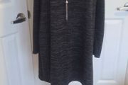 Charcoal Cold Shoulder Tunic Dress High Neck Long Sleeve Soft Knit UK 10