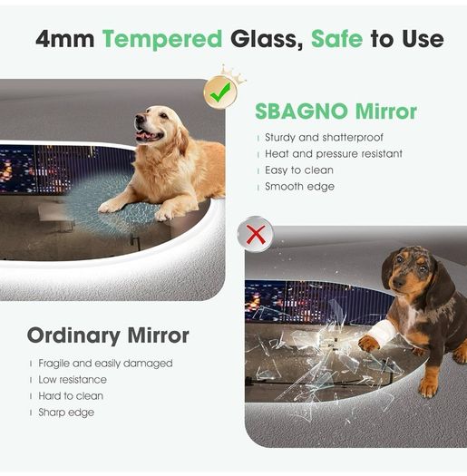 Oval Bluetooth Bathroom Mirror with LED Lights 500x800mm, Anti-Fog