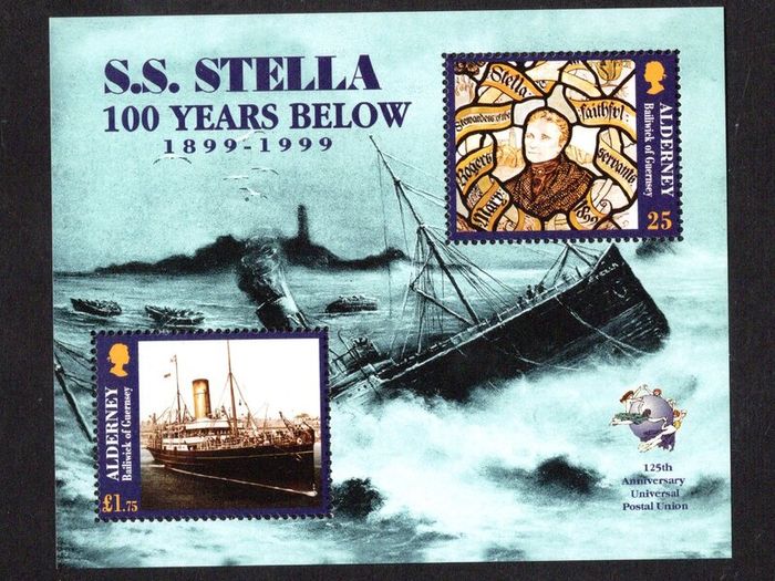 1999 Alderney The Wreck of the SS Stella Commemorative Stamps Miniature Sheet Mint Never Hinged (MNH)