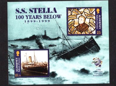 1999 Alderney The Wreck of the SS Stella Commemorative Stamps Miniature Sheet Mint Never Hinged (MNH)