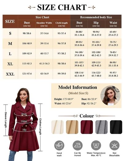 Brand New Women's Wool Blend Long Coat