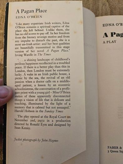 Edna O'brien. A Pagan Place. A Play. First Edition Paperback In Good Condition.  See Photos For Same.