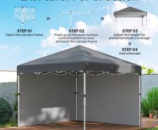 3x3 Pop Up Gazebo with Sidewalls Adjustable Garden Patio Party Tent Dark Grey