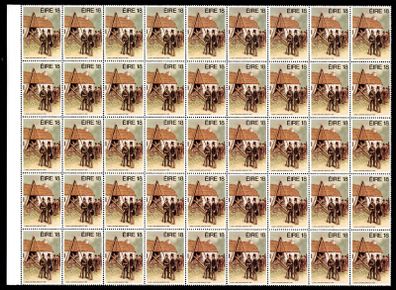1981 Ireland Anniversaries Land Law (Ireland) Act 1881 showing eviction scene Commemorative Stamps Marginal block of 45 Mint Never Hinged (MNH)