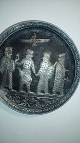 Vintage Persian pewter and brass plates