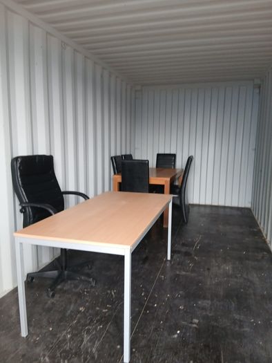 Dining Room Table with 6 leather chairs. Office table and leather office chair. All in good condition. Need gone asap.