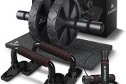 Gym Equipment for Home Workout (Ab Roller Wheel Set, Skipping Rope, Push-up Handles). Fitness Exercise, Strength Training Equipment for Abs, Weight Loss, Sport Accessories for Men Women