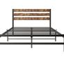 Double Bed Frame with Rustic Wood Headboard Image 3