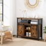 _Sideboard, Kitchen Cabinet, Storage Cabinet with 2 Sliding Doors, Adjustable Shelf, Industrial, for Living Room, Vintage Brown/Black Image 3