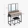 Dressing Table Set with Folding Mirror and padded stool Image 3