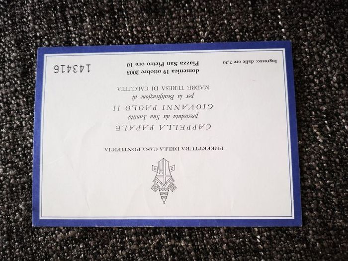 SALE! Beatification Of Mother Teresa Of Calcutta St Peter's Square October 19, 2003 Original Booklet, Plus Vatican Tickets