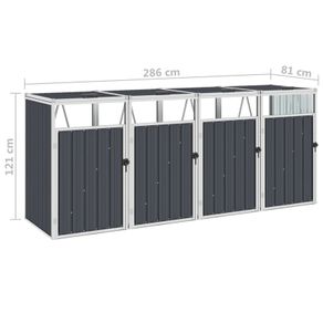 Quadruple Garbage Bin Shed Anthracite 286x81x121 cm Steel