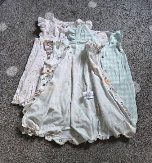 3 x Patented Rompers / Short Sleepsuits / Babygros (9-12 months)