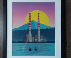 'Poolbeg Swimmers' JANDO Framed Print - A3 Print / Large Black Frame