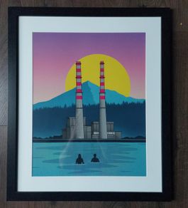 'Poolbeg Swimmers' JANDO Framed Print - A3 Print / Large Black Frame
