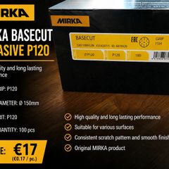 Mirka Basecut Sanding Discs P120 - 150mm - 100pcs