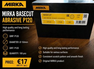 Mirka Basecut Sanding Discs P120 - 150mm - 100pcs
