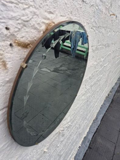 Vintage Art Deco circular etched design 1930s Mirror