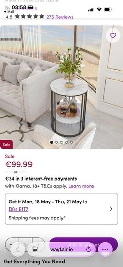 Marble and black end table