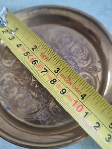 Rare find  Small Brass Dish. VERY NICE Pattern. Trinket. Ring Pin Tray. Small Ornament. Dressing Table.   9 cm.  Vintage 1970s