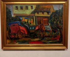 "Carriage with horse"Alfredo Zanellato(1931-2021)oil painting on canvas
