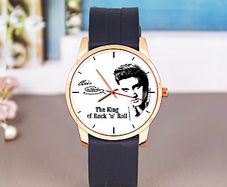 Elvis, The King of Rock n Roll. Black Silicone Strap