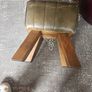 stressed leather green stool.. Image 4