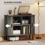Modern Sideboard Storage Cabinet with Slatted Tambour Sliding Image 5