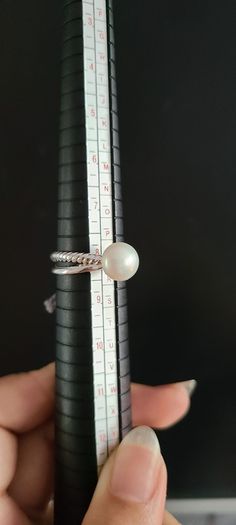 [Size 58] Perlaviva Genuine Freshwater Pearls in Rhodium-Plated 925 Silver Ring