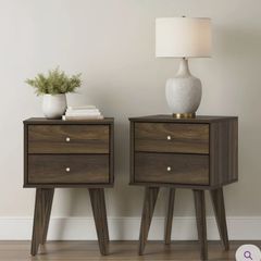 2 Walnut Bedside table lockers