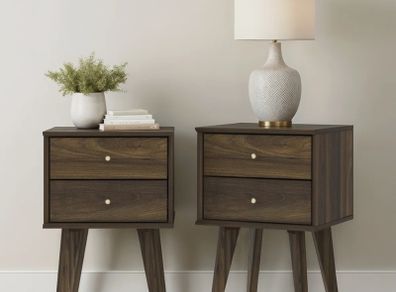 2 Walnut Bedside table lockers