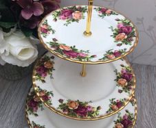 Vintage Royal Albert "Old Country Roses" 3 Tier Cake Stand