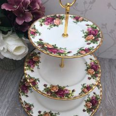 Vintage Royal Albert "Old Country Roses" 3 Tier Cake Stand
