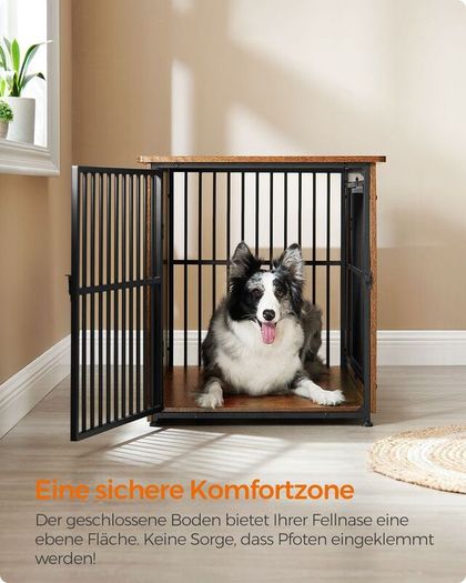 Dog cage up to 32 kg with 2 doors Dog Crate Dog Cage Furniture, Side Table, Dog Box, Modern Indoor Dog Kennel for Dogs up to 32 kg, Heavy Duty, Closed Base, Dog House, 2 Doo